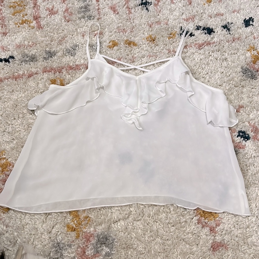 Sheer ruffle tank